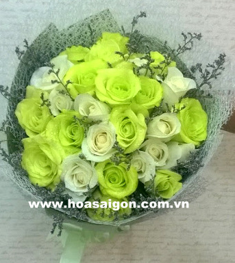 bó hoa hồng xanh lãng mạn bó hoa hồng xanh lãng mạn