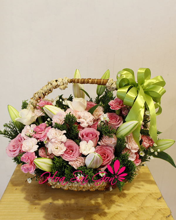 Lẵng hoa mừng sinh nhật Chúm chím Lẵng hoa mừng sinh nhật Chúm chím