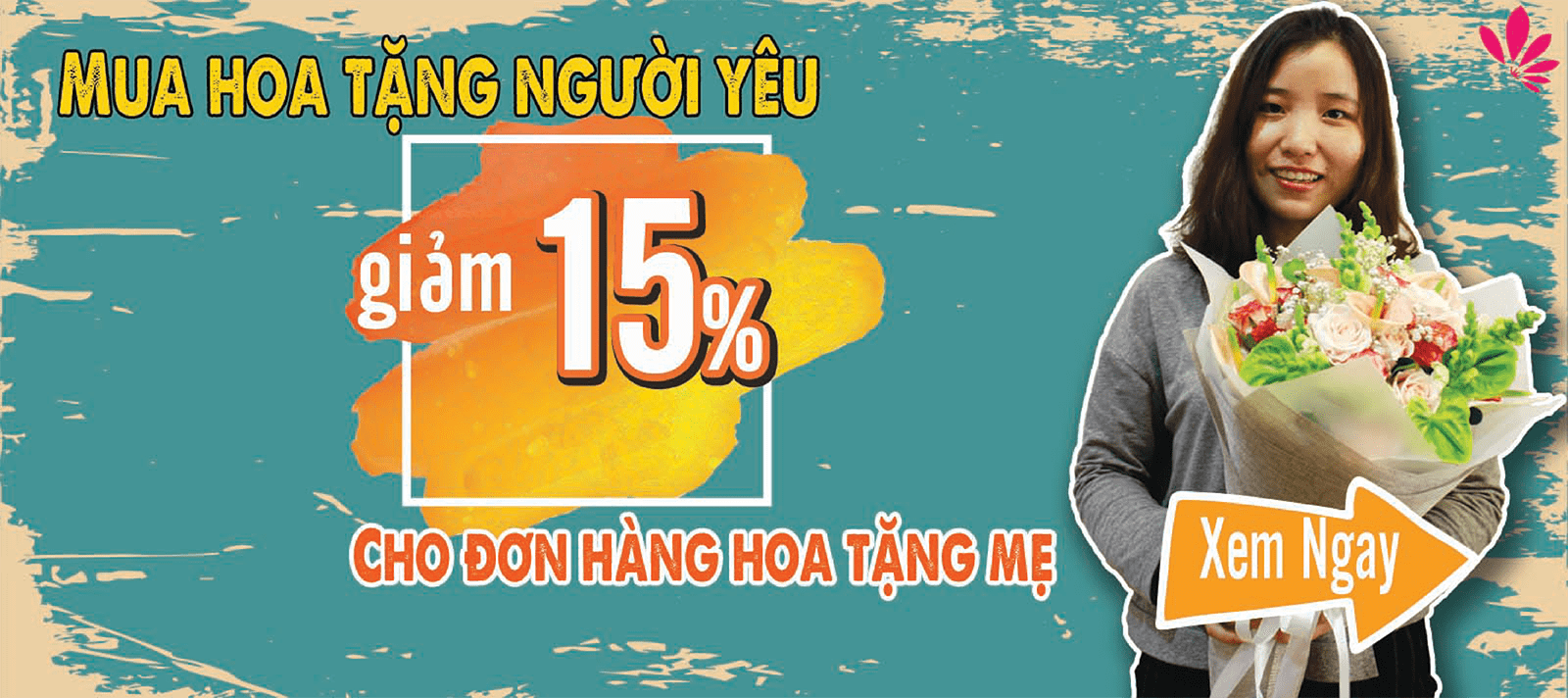 Giảm ngay 15% cho đơn hàng hoa thứ hai Giảm ngay 15% cho đơn hàng hoa thứ hai
