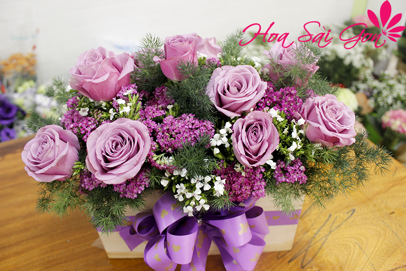 Tặng hoa sinh nhật tone màu tím đáng yêu