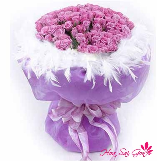 Bó hoa mừng sinh nhật hồng tím – lời chúc mừng sinh nhật thủy chung sâu sắc