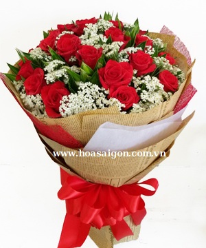 Hoa tình yêu Valentine VL14 - hoa hồng đỏ cùng mimi