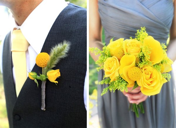 Hoa cài áo ton sur ton với hoa cưới cô dâu tạo ra sự đồng điệu giữa hai tâm hồn